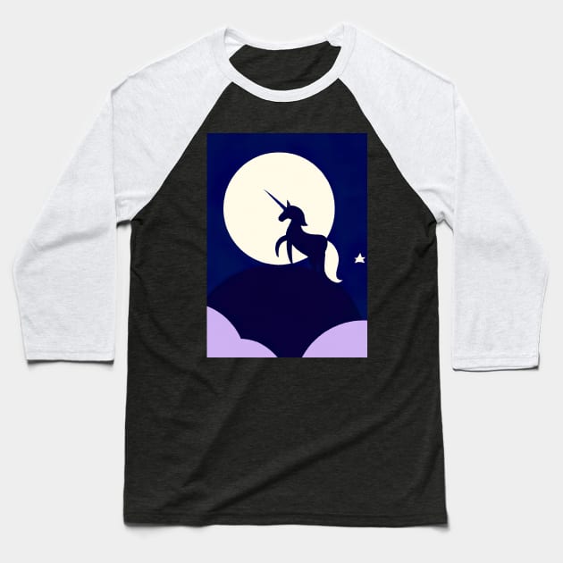 Moon Unicorn Minimal Baseball T-Shirt by maxcode